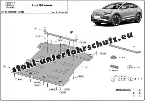 Aluminium Unterfahrschutz für Motor und Getriebe für den Audi Q 4 e-tron