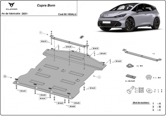 Aluminium Unterfahrschutz für Motor und Getriebe für den Cupra Born