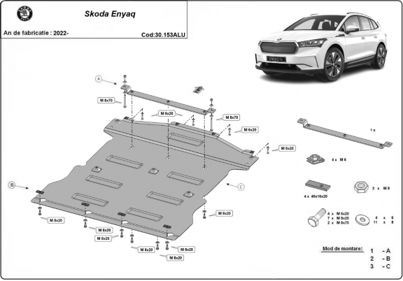 Aluminium Unterfahrschutz für Motor und Getriebe für den Skoda Enyaq