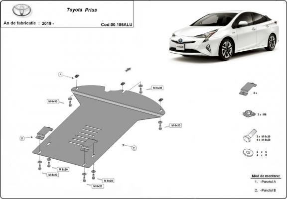 Aluminium-Katalysatorschutz / Kat-Schloss für Toyota Prius