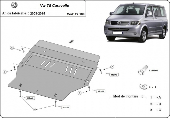 Unterfahrschutz für Motor der Marke Volkswagen T5 Caravelle 