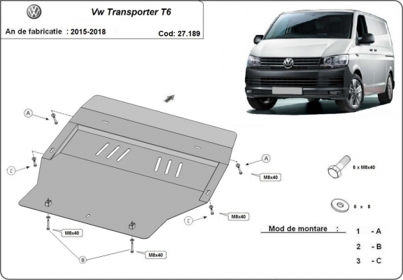 Unterfahrschutz für Motor der Marke Volkswagen Transporter T6
