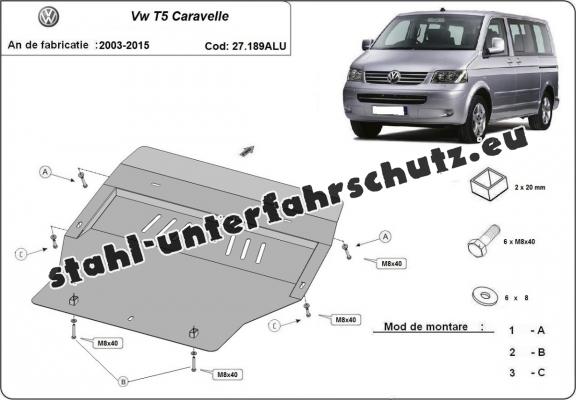 Aluminium Unterfahrschutz für Motor der Marke Volkswagen Transporter T5 Caravelle