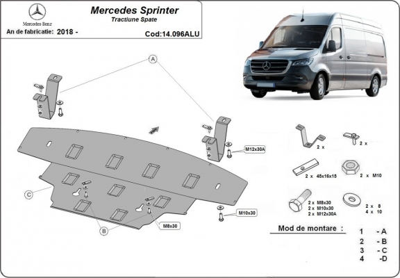 Aluminium Unterfahrschutz für Motor der Marke Mercedes Sprinter - RWD