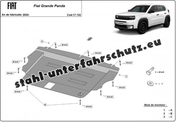 Unterfahrschutz für Motor und Getriebe aus Stahl für Fiat Grande Panda