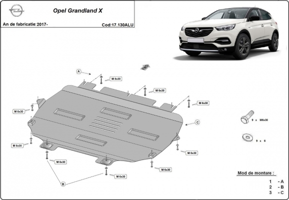 Aluminium  Unterfahrschutz Opel Grandland X
