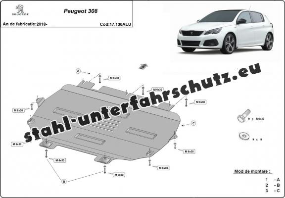 Aluminium  Unterfahrschutz Peugeot 308 