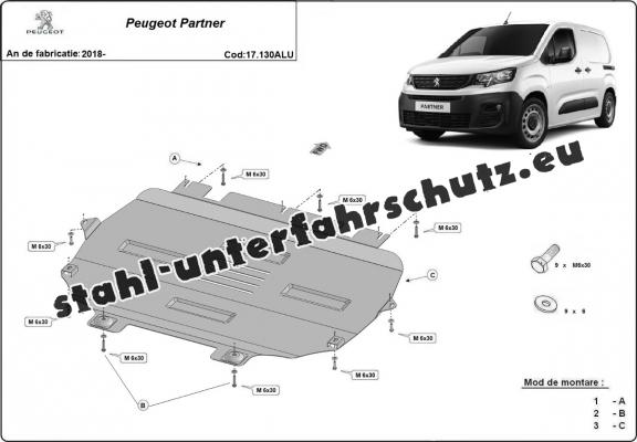 Aluminium  Unterfahrschutz Peugeot Partner 