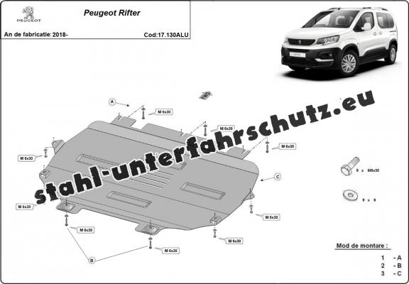 Aluminium  Unterfahrschutz Peugeot Rifter