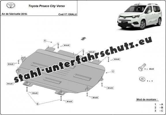 Aluminium  Unterfahrschutz Toyota Proace City Verso