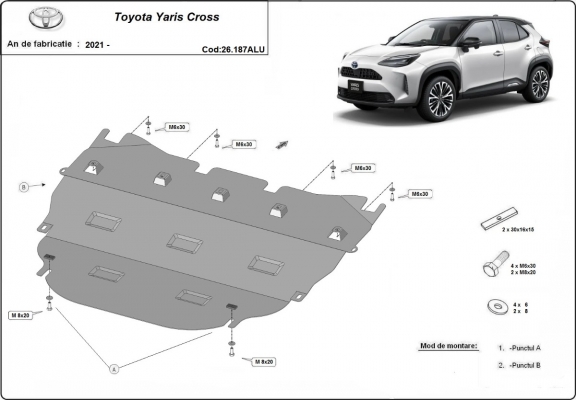 Aluminium Unterfahrschutz für Motor der Marke Toyota Yaris Cross