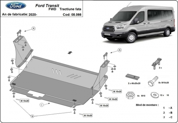 Unterfahrschutz für Motor der Marke Ford Transit  - FRONTANTRIEB