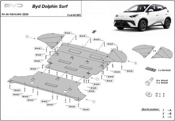 Unterfahrschutz für Motor der Marke BYD Dolphin Surf