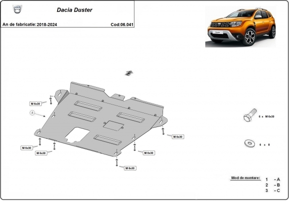 Aluminium Unterfahrschutz für Motor der Marke Dacia Duster