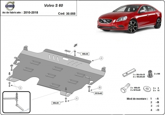 Unterfahrschutz für Motor und Getriebe aus Stahl für den Volvo S60