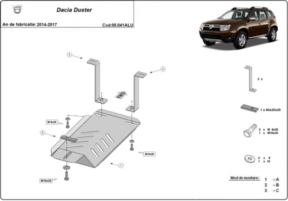 Aluminium Differentialschutz für  Dacia Duster 4x4
