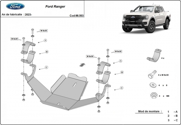 Stahl Differentialschutz für  Ford Ranger