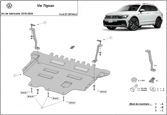 Aluminium Unterfahrschutz für Motor der Marke VW Tiguan