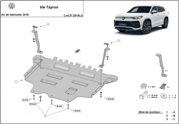 Aluminium Unterfahrschutz für Motor der Marke VW Tayron