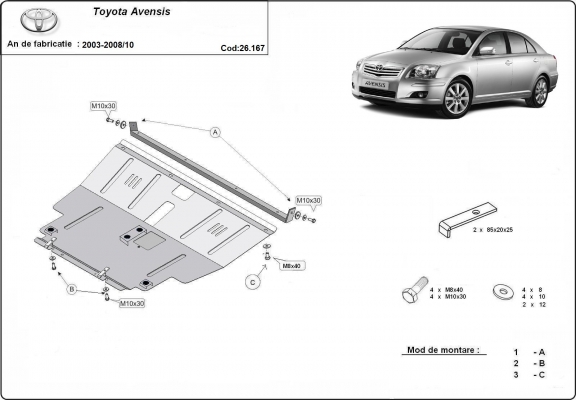 Unterfahrschutz für Motor der Marke Toyota Avensis