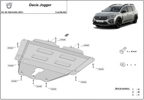 Unterfahrschutz für Motor der Marke Dacia Jogger