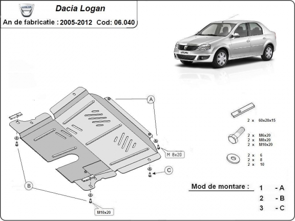 Unterfahrschutz für Motor der Marke Dacia Logan 1