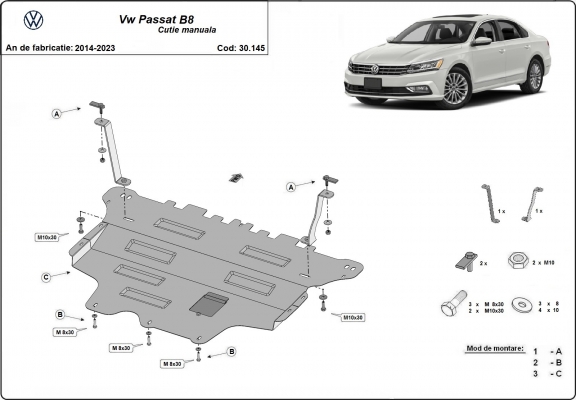 Unterfahrschutz für Motor der Marke VW Passat B8 - Schaltgetriebe