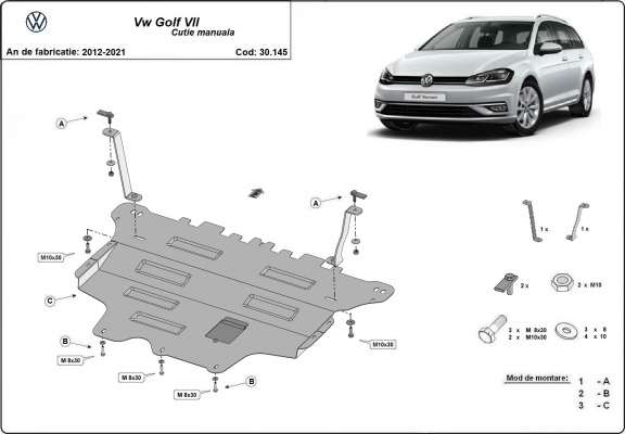 Unterfahrschutz für Motor und Getriebe aus Stahl für VW Golf 7 - Schaltgetriebe