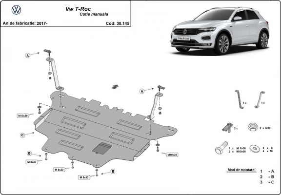 Unterfahrschutz für Motor der Marke Volkswagen T-Roc - Schaltgetriebe
