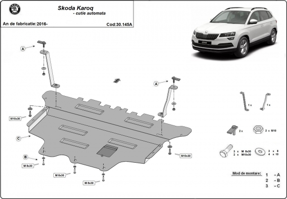 Unterfahrschutz für Motor der Marke Skoda Karoq - Automatikgetriebe