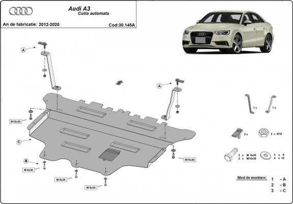 Unterfahrschutz für Motor der Marke Audi A3 (8V) - Automatikgetriebe
