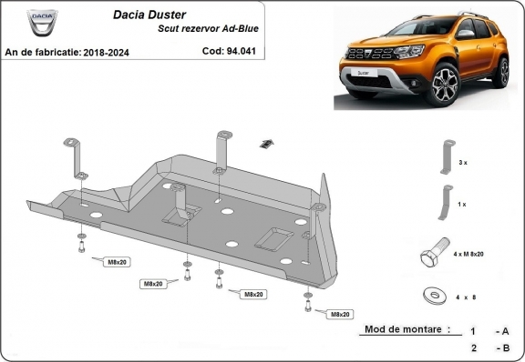 Stahlschutz für AdBluetank der Marke Dacia Duster