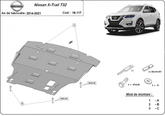 Unterfahrschutz für Motor der Marke Nissan X-Trail T32