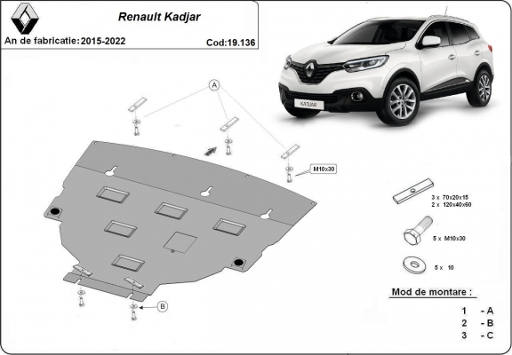 Unterfahrschutz für Motor der Marke Renault Kadjar