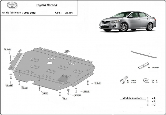 Unterfahrschutz für Motor der Marke Toyota Corolla