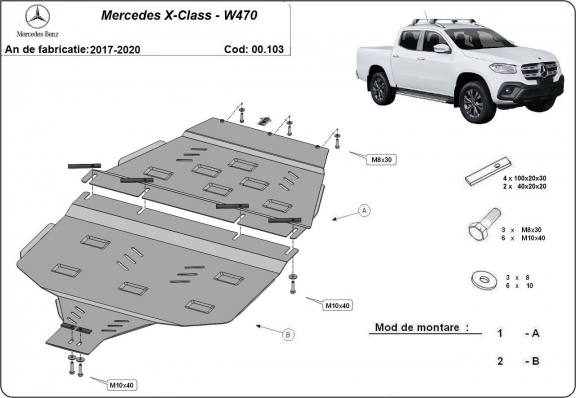 Stahl Getriebe Schutz und Verteilergetriebeschutz für Mercedes X-Class W470