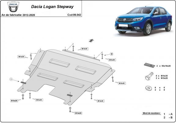 Unterfahrschutz für Motor der Marke Dacia Logan Stepway