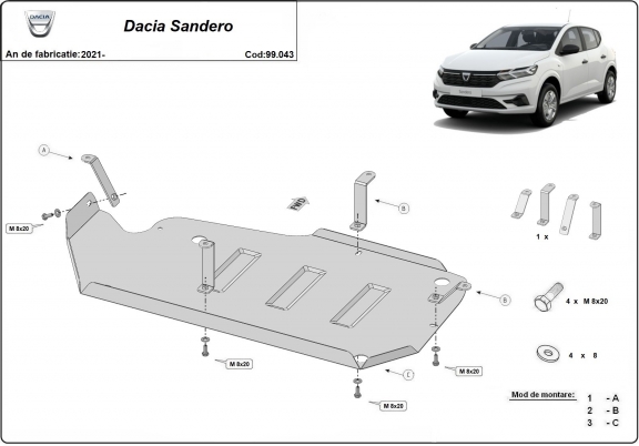 Stahschutz für Treibstofftank der Marke  Dacia Sandero