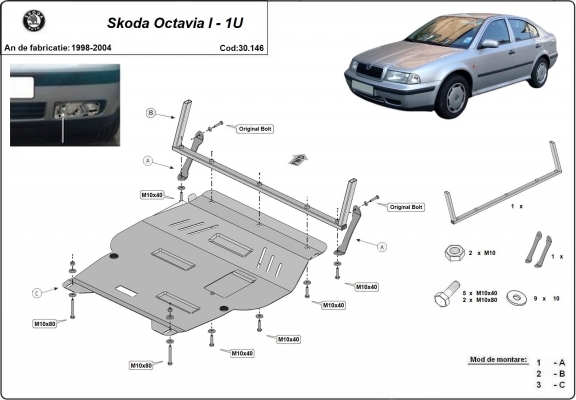 Unterfahrschutz für Motor der Marke Skoda Octavia 1