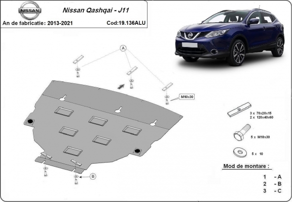 Aluminium  Unterfahrschutz Nissan Qashqai J11 