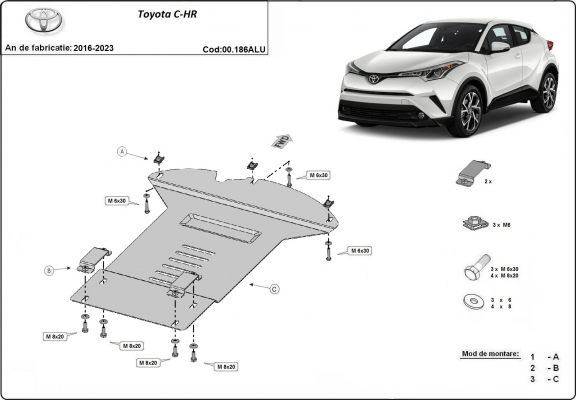 Aluminium-Katalysatorschutz / Kat-Schloss für Toyota C-HR
