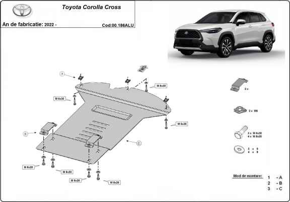 Aluminium-Katalysatorschutz / Kat-Schloss für Toyota Corolla Cross