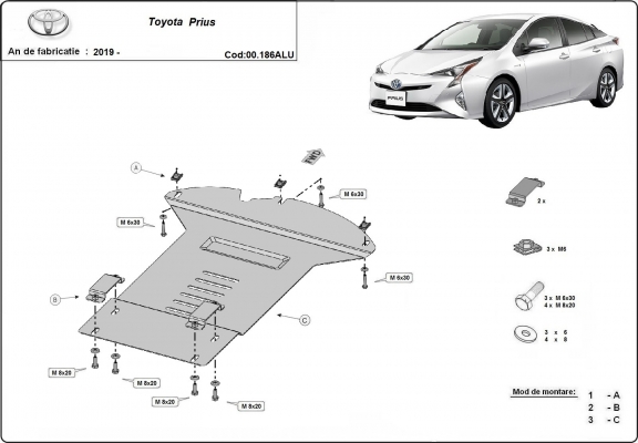 Aluminium-Katalysatorschutz / Kat-Schloss für Toyota Prius
