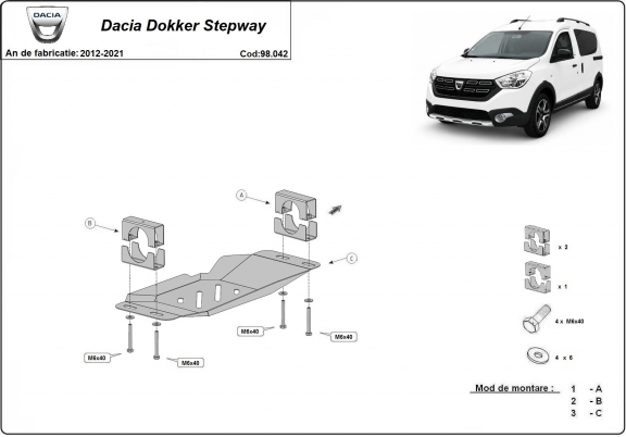 Unterfahrschutz für Stop & Go-System, EGR Dacia Dokker Stepway
