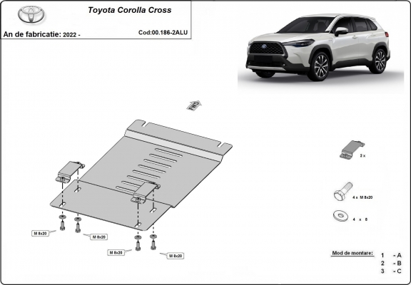 Aluminium-Katalysatorschutz / Kat-Schloss für Toyota Corolla Cross