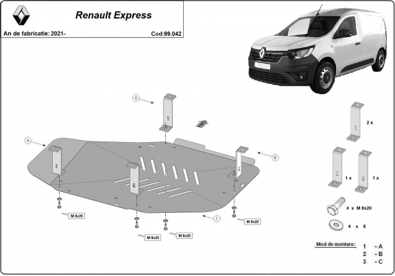 Stahschutz für Treibstofftank der Marke  Renault Express