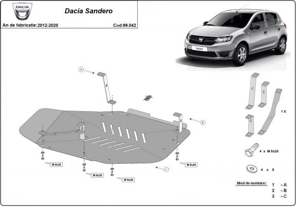 Stahschutz für Treibstofftank der Marke  Dacia Sandero