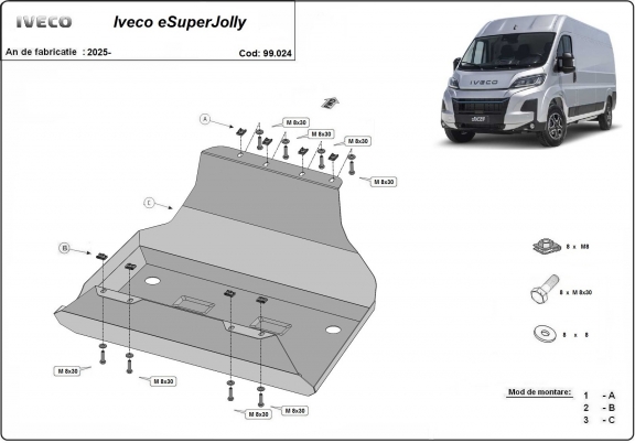 Stahlschutz für Treibstofftank der Marke Iveco eSuperJolly