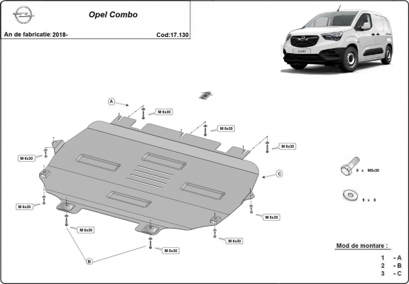 Unterfahrschutz für Motor der Marke Opel Combo E 