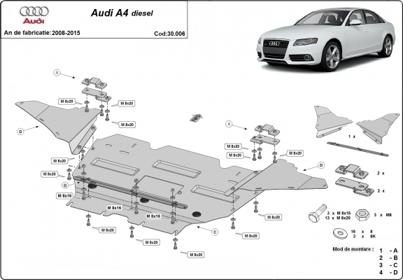 Unterfahrschutz für Motor der Marke Audi A4 B8, diesel